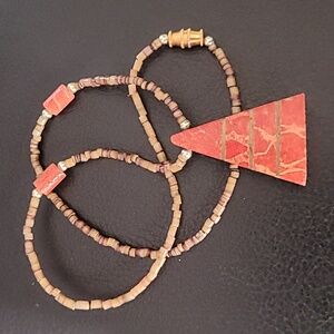 Coral & Shell Heishi Bead Choker Necklace